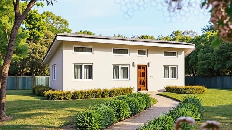 attached adu white house with windows and brown door